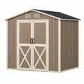 Abri de jardin 213 x 127 x 185 cm en résine taupe et beige avec double porte ventilée
