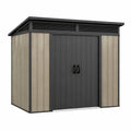 Abri de jardin 191 x 191 x 226 cm en résine gris anthracite effet bois ventilé