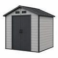 Abri de jardin 191 x 122 x 183 cm en résine gris et anthracite avec portes doubles ventilé