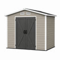 Abri de jardin 210 x 130 x 200 cm en résine gris taupe à double porte style chalet