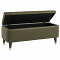 Banc coffre de rangement 120 x 45 x 50 cm en similicuir vert olive style contemporain