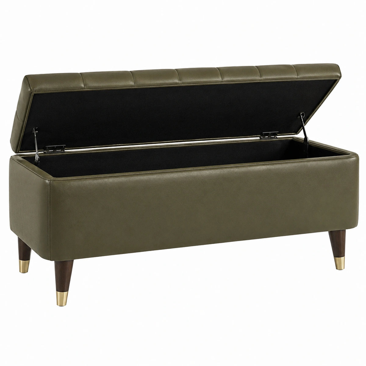 Banc coffre de rangement 120 x 45 x 50 cm en similicuir vert olive style contemporain