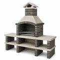 Barbecue de jardin 180 x 70 x 230 cm en béton gris avec grille de cuisson style maçonné