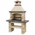 Barbecue de jardin 120 x 70 x 210 cm en pierre beige et acier avec grill réglable