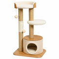Arbre à chat 60 x 50 x 130 cm en bois beige avec poteaux en sisal et niche de repos