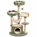 Arbre à chat 60 x 150 cm en bois sisal vert et beige avec hamac et niches