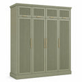 Armoire de rangement 200 cm vert sauge en panneaux de bois à 8 portes style classique