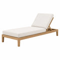 Transat de jardin 200 x 70 cm en bois naturel écru avec dossier réglable