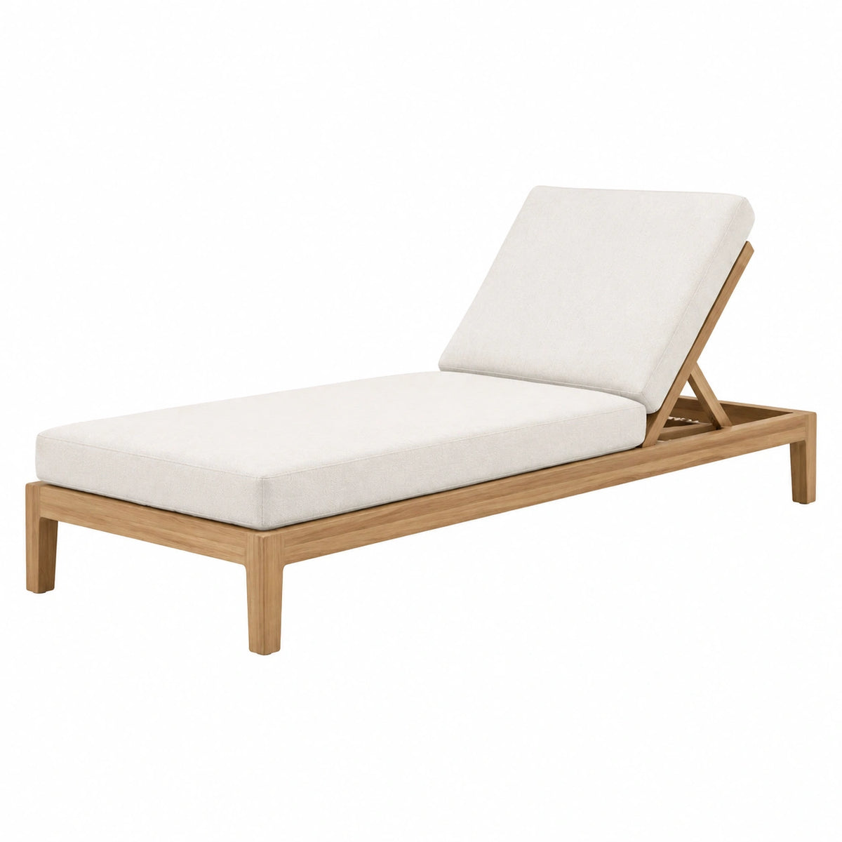 Transat de jardin 200 x 70 cm en bois naturel écru avec dossier réglable