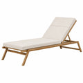 Bain de soleil 200 x 70 cm en bois brun avec coussin beige - dossier réglable extérieur