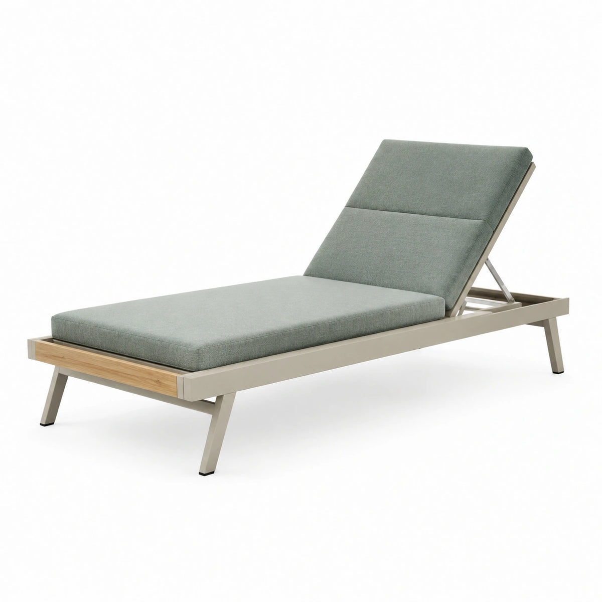 Chaise longue de jardin 200 x 70 cm aluminium bois gris vert dossier réglable
