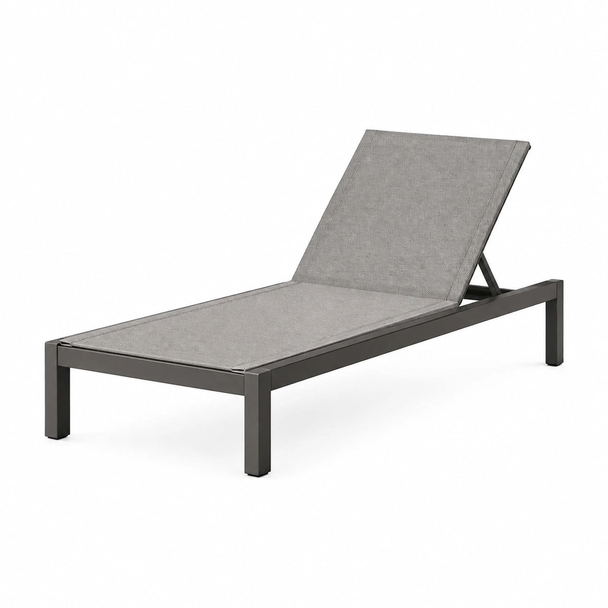 Chaise longue de jardin 195 x 65 x 85 cm en métal gris avec dossier réglable