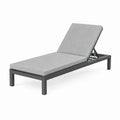 Chaise longue de jardin 200 x 65 cm en aluminium gris avec dossier réglable