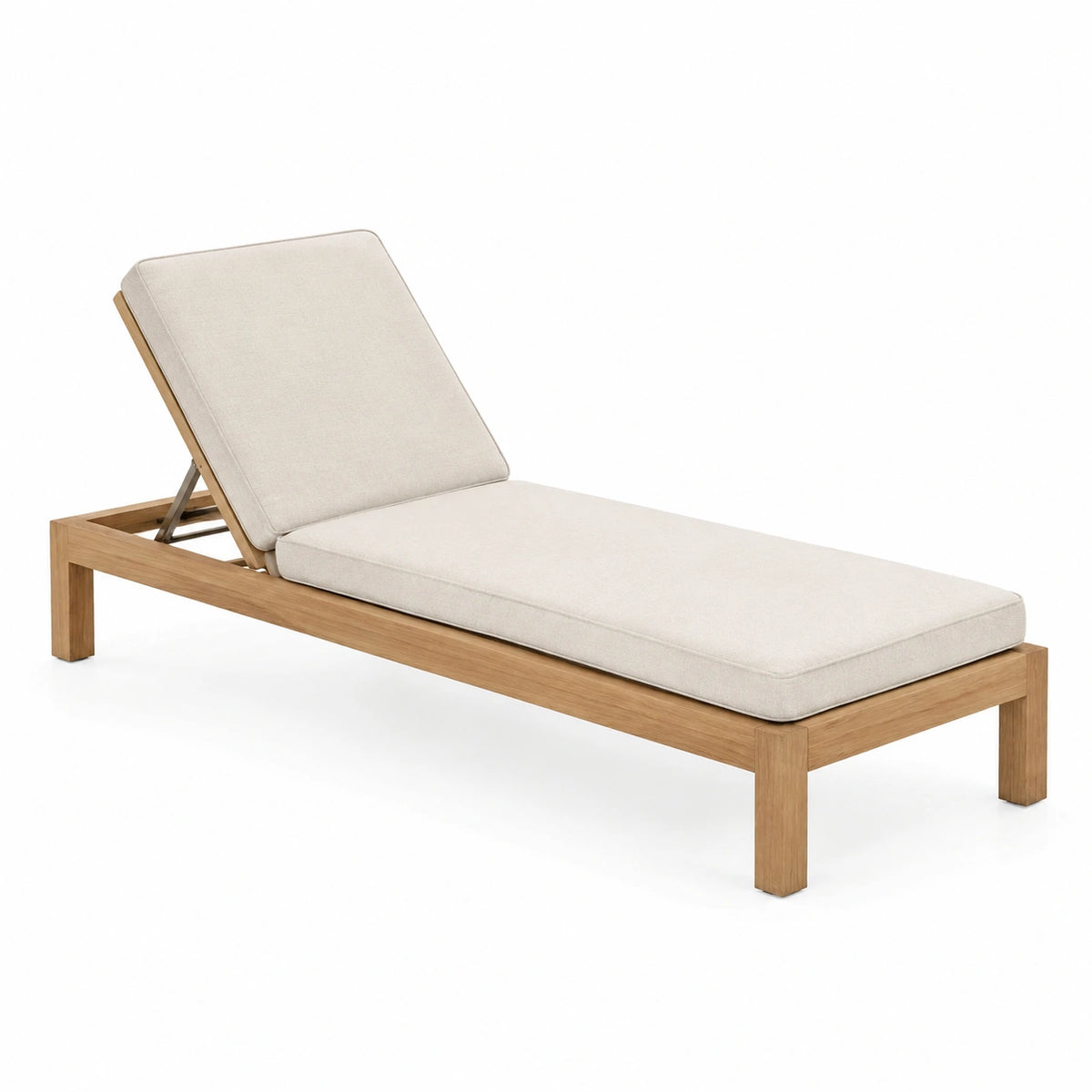 Chaise longue de jardin 200 cm en bois beige avec dossier réglable