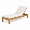 Chaise longue de jardin 200 x 70 cm en bois naturel et tissu écru avec dossier réglable